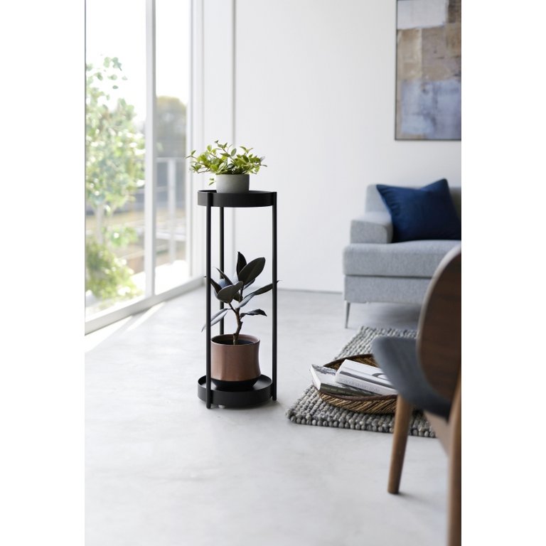 Yamazaki 2-tiered plant stand with caster - Tower - Black