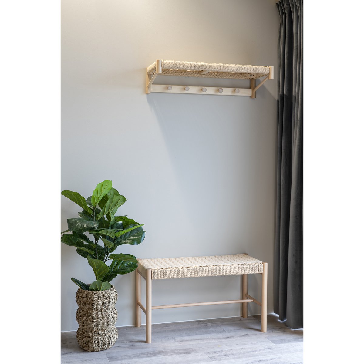 Abano Bankje - Japandi Stijl | Natuurlijke Elegantie, 35x80x45cm