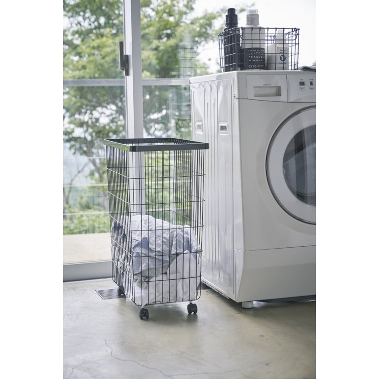 Yamazaki Laundry basket with wheels - Tower - Black