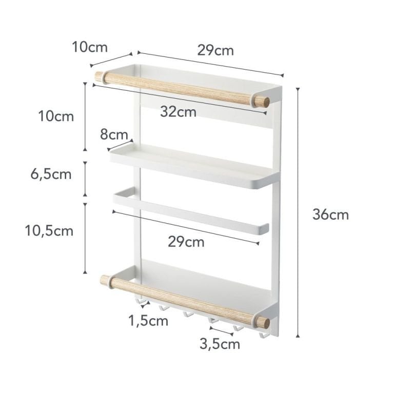 Yamazaki Magnetisch Keukenrekje Koelkast - Tosca - Wit