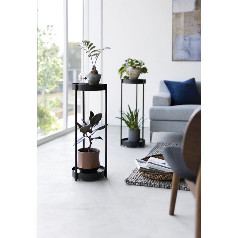 Yamazaki 2-tiered plant stand with caster - Tower - Black